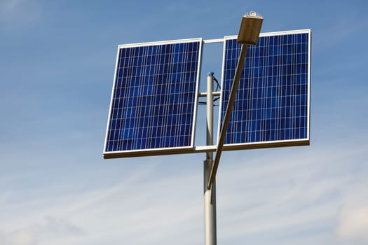 Street lighting with solar panels. Solar panels for powering street lamppost