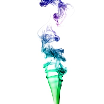 Abstract bright colored smoke on a white background.