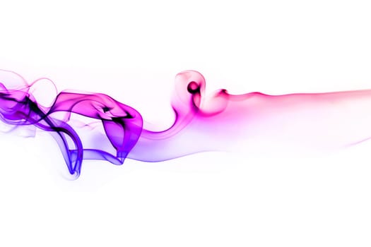 Abstract bright colored purple smoke on white background.