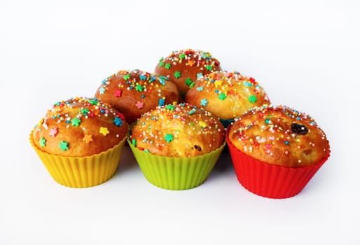 Appetizing tasty homemade cupcakes. Delicious sweet muffins.