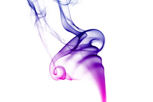 Abstract bright colored smoke on a white background.