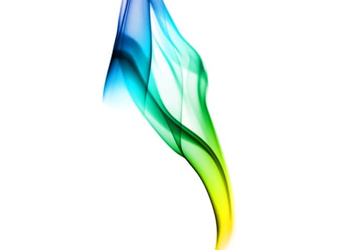 Abstract bright colored smoke on a white background.