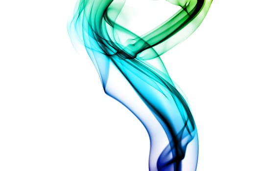 Abstract bright colored smoke on a white background.