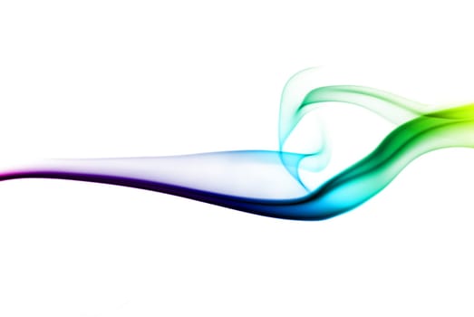 Abstract bright colored smoke on a white background.
