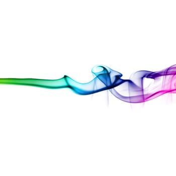 Abstract bright colored smoke on a white background.