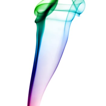 Abstract bright colored smoke on a white background.