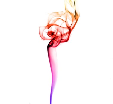 Abstract bright colored smoke on a white background.
