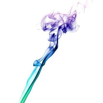 Abstract bright colored smoke on a white background.