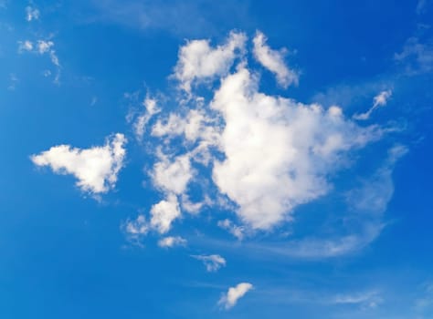 Bright summer sky. White clouds against the blue sky.