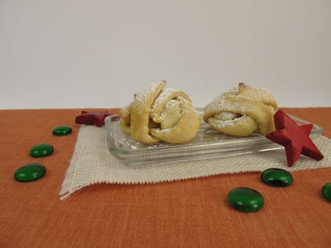Baked snowballs made of shortbread dough as Christmas pastries
