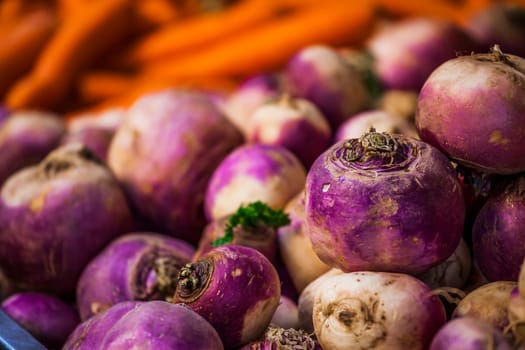 Close-up of purple and white onion background at french market