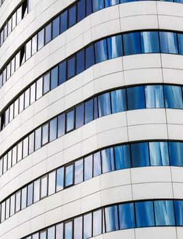 MINSK, BELARUS - MAY 03, 2016: Renaissance Minsk Hotel - this is the first hotel of the well-known international hotel chain Marriott in Belarus. Close-up of modern building.