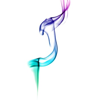 Abstract bright colored smoke on a white background.