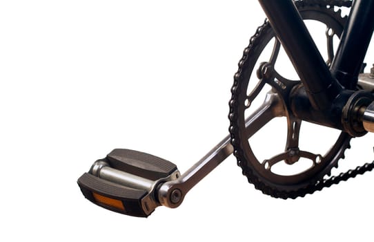 Classical bicycle chrome pedal isolated on white background