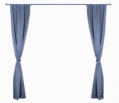 Blue horizontal curtains in square composition isolated on white background