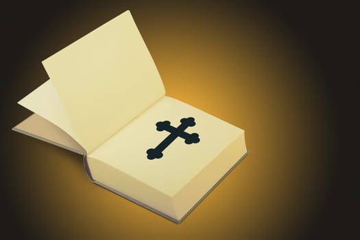 Open book with a Christian cross on the first page