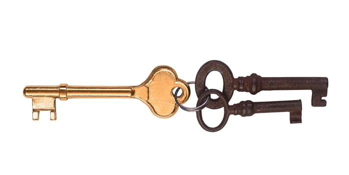 A golden key and two rusted ones.