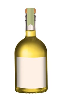 Small olive oil bottle with cork and label mockup isolated on white background