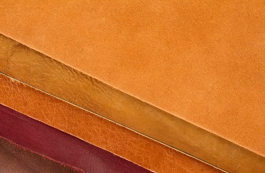 Close up of different leathers and colors