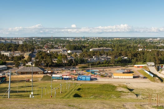 A view from a hill in a city Ventspils, Latvia