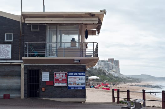 DURBAN, SOUTH AFRICA - JULY 09, 2016: The Grannies Pool lifesaver's station on the Umhlanga Rocks beach