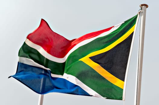 South African Flag Fluttering in the Wind