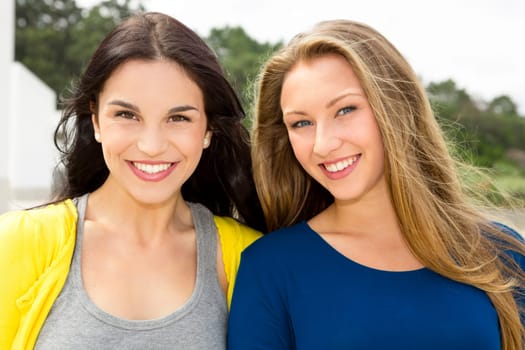 Happy teenage students in the school