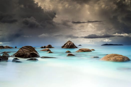 Beautiful sunset in Praslin, Seychelles