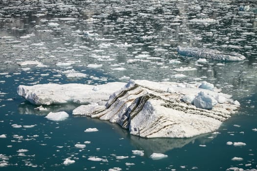 Big Iceberg Floating in Close Hubbard Glacier in Alaska.
