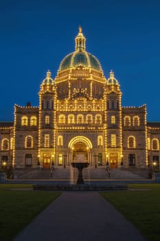 Evening View of Government House in Victoria BC in Canada Using Long Exposure.