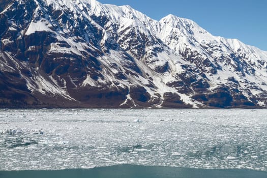 Small Icebergs Floating in Sea Close to Hubbard Glacier in Alaska.