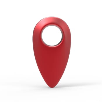 3d rendering red map pointer icon isolated with white