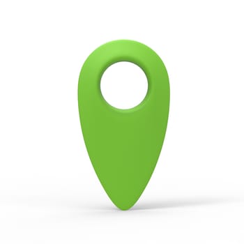 3d rendering green map pointer icon isolated with white