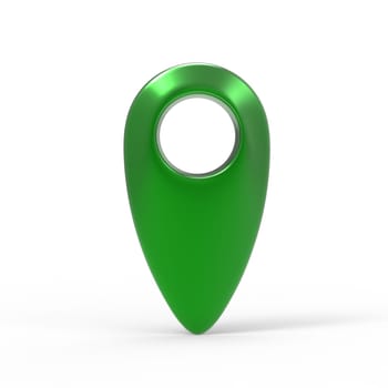 3d rendering green map pointer icon isolated with white