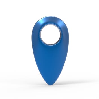 3d rendering blue map pointer icon isolated with white