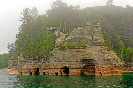 Fog and Mist on a Miner's Point on Pictured Rocks National Lakeshore in Upper Michigan