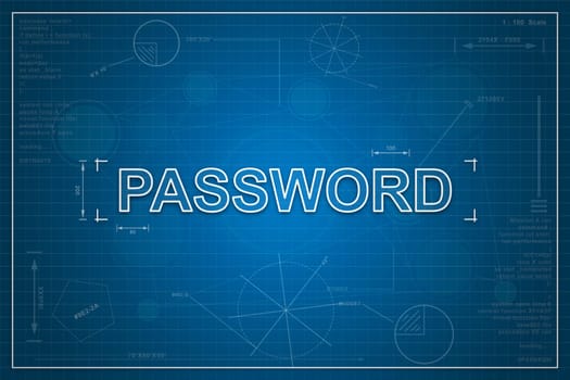 password on paper blueprint background, business concept