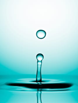 Water Drop Macro, Cyan Background