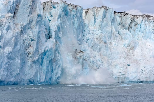 Calving Ice on the Tidal Columbia Glacier in Alaska