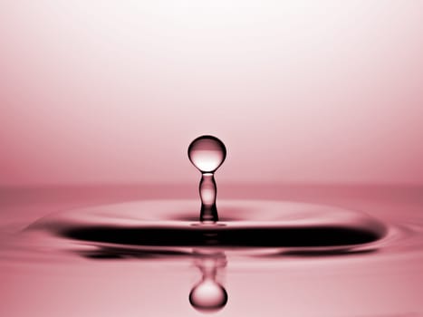 Water Drop Macro, Rose colored backround