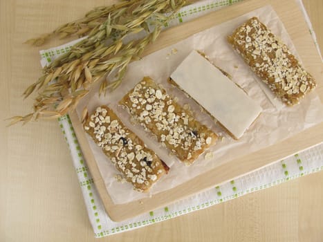 Homemade oat bars with nuts and raisins