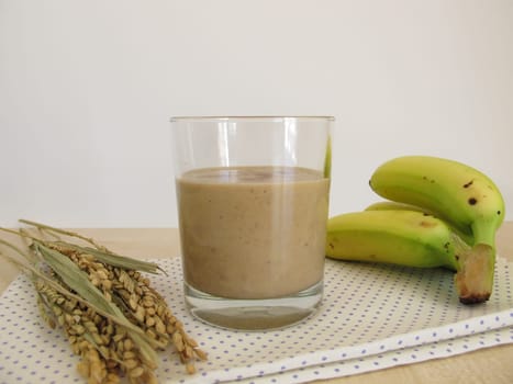 Homemade coffee smoothie with rice milk and banana