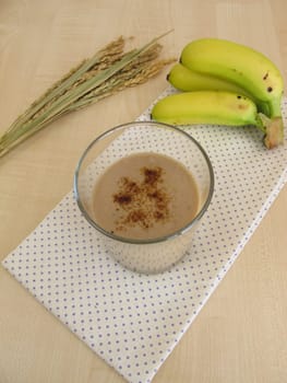 Homemade coffee smoothie with rice milk and banana