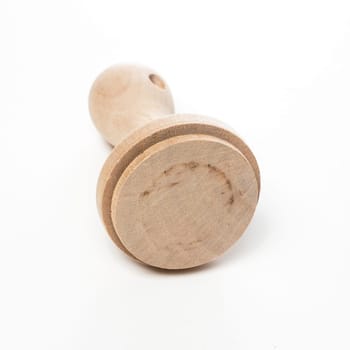 Blank wooden stamp with space for your text or image on a white background