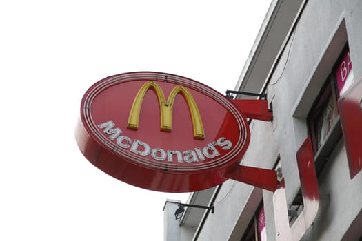 Mc Donald's trademark on store at Reeperbahn in Hamburg