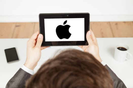 apple logo on tablet