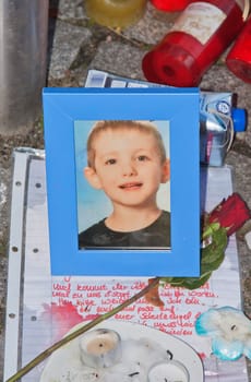 Commemoration of Elias and Mohamed at lageso,State Office for Health and Social Affairs,in Berlin,Turmstrasse,The 32-year-old Silvio S. (alleged perpetrator) is said to have kidnapped and killed Elias (6) from Potsdam and the refugee child Mohamed (4)