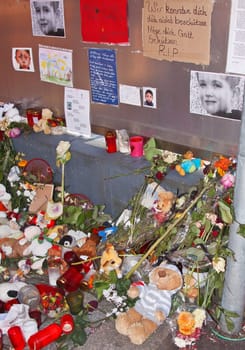 Commemoration of Elias and Mohamed at lageso,State Office for Health and Social Affairs,in Berlin,Turmstrasse,The 32-year-old Silvio S. (alleged perpetrator) is said to have kidnapped and killed Elias (6) from Potsdam and the refugee child Mohamed (4)