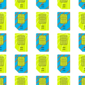 SIM Cards Seamless Pattern on White Background.