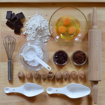 Flat lay with baking ingredients as a square